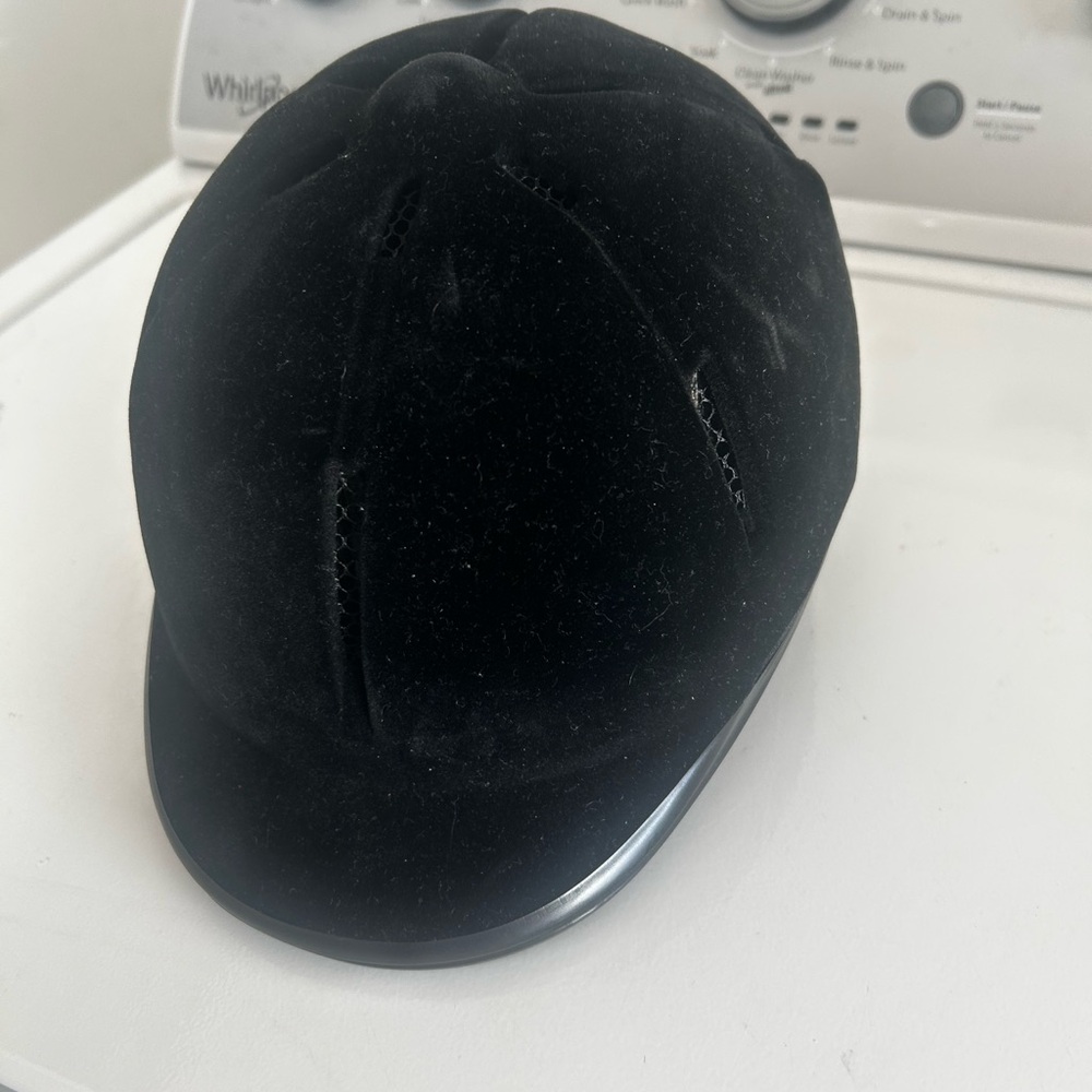 Equestrian-Style Velvet Riding Helmet - Black